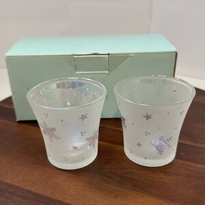 Christmas Partylite Snowy Nights Votive Holder Frosted Glass